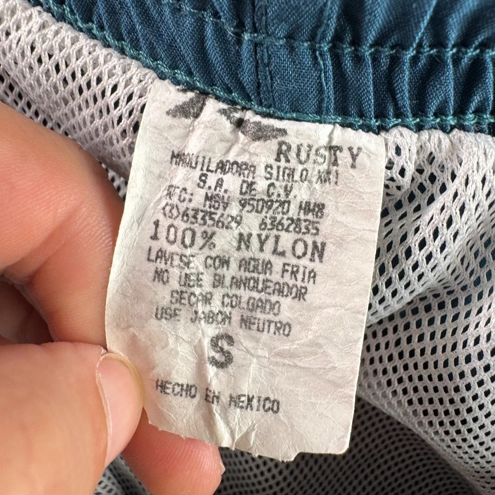 Vintage Rusty Shorts Mens Small Blue Swim Trunks Surf Beach 90s 100% Nylon